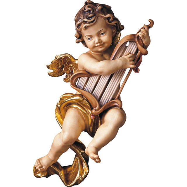 Cherub with harp Woodcarving, nativity and chess set in ...