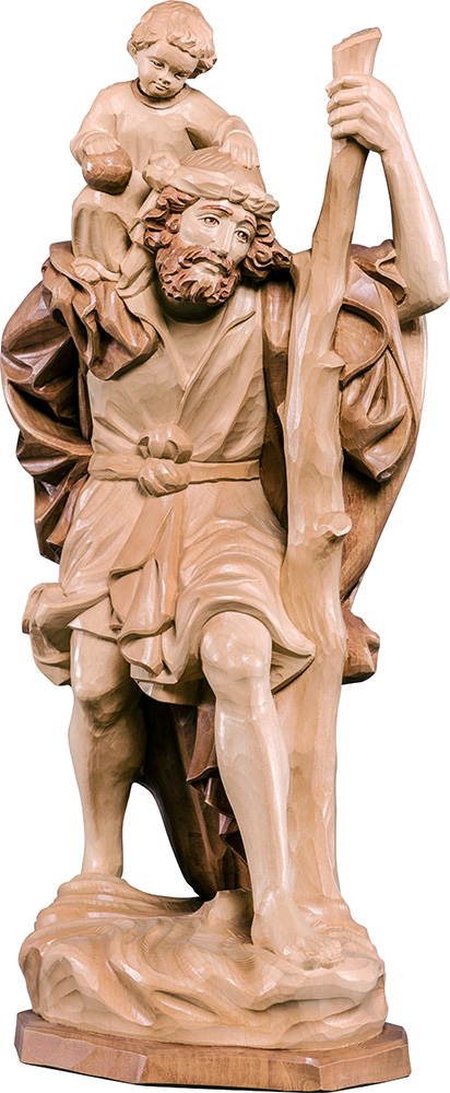 Statue Hl. Christophorus bemalten Grödnertal Holz