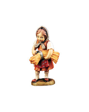 Maedchen mit Getreidebuendel u. Sichel LE10101-209 (12 cm, lasiert)