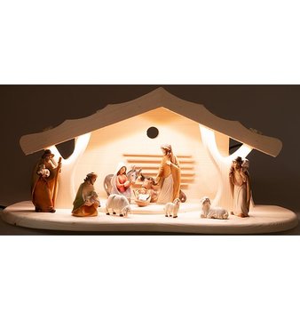 Kaltner Präsente - Presepe natalizio in legno con Gesù, Maria e Bambino in  un tronco d'albero con corteccia del Sud Tirolo : : Casa e cucina